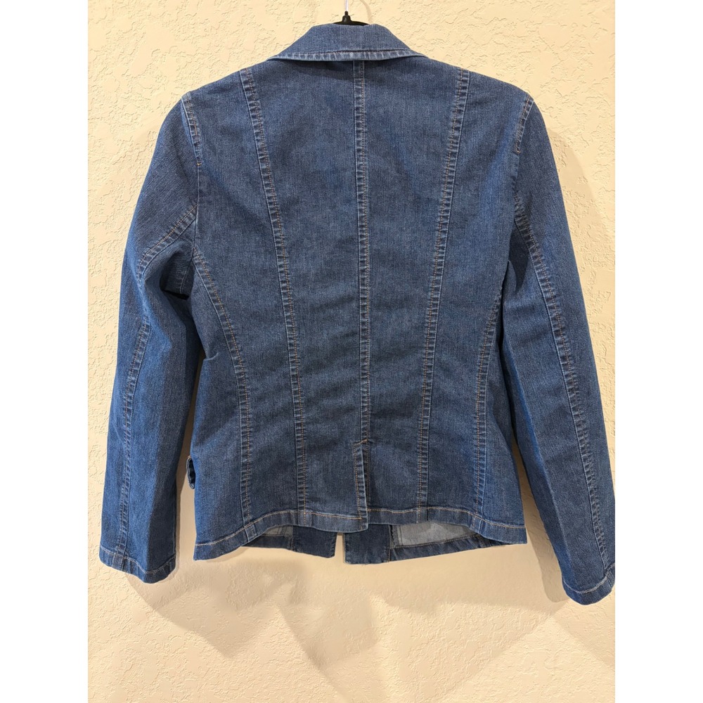 Taifun Collection Womens Denim Blazer Jacket Blue Medium Wash Size 6 Tailored - Picture 3 of 7